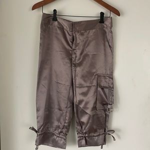 Satin Cropped Cargo Pants Size S